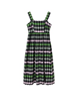 Oliver Bonas Black Multi Check Scallop Strappy Midi Dress £78