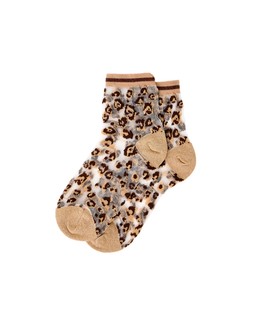 Oliver Bonas Brown Glitter Leopard Print Sheer Socks £8