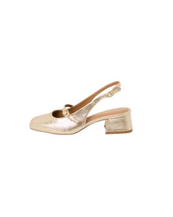 Oliver Bonas Gold Sling Back Block Heel Mary Jane £80