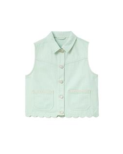 Oliver Bonas Green Stripe Denim Sleeveless Jacket £58