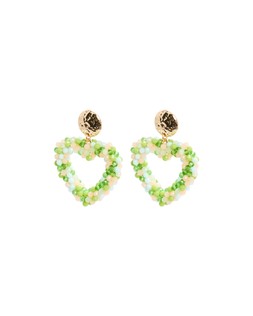 Oliver Bonas Kiela Green Beaded Heart Drop Earrings £22