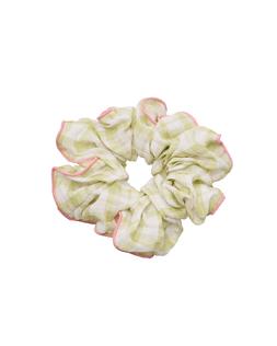 Oliver Bonas Stevie Green Check Pink Tipping Edge Scrunchie £14