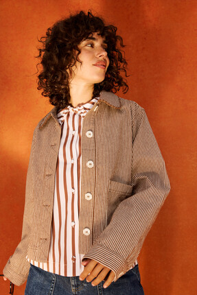 Brown & Ecru Striped Denim Jacket £78 from Oliver Bonas