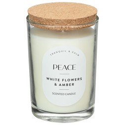 B&M HOME SS26 // CANDLES // CANDLE WITH CORK LID - PEACE // £3 //
