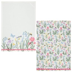 B&M HOME SS26 // GARDEN LIFE DINING // 2PK FLORAL TEA TOWELS // £3 //