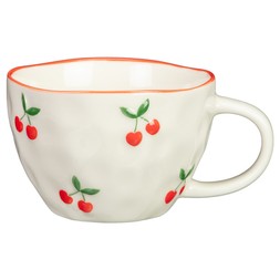 B&M HOME SS26 // PRETTY FRUIT DINING // EMBOSSED CHERRY MUG // £3 //