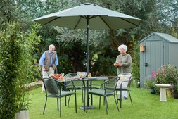 Lisbon 4 Seat Dining Set Grey £399, Wild Heritage Patterned 45x45 CUSHION £19.99
