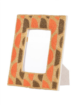 Orange beaded photo frame