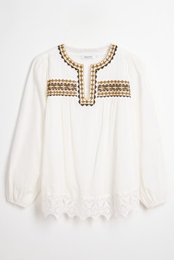 Embroidered Lace Hem Blouse £24