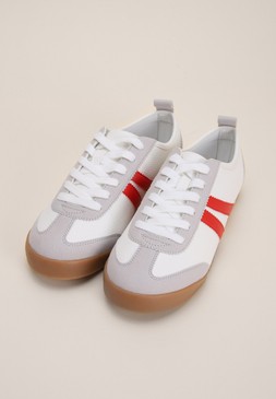White Retro Stripe Trainers