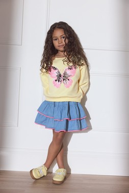 Younger Girls Yellow Sequin Butterfly Sweatshirt