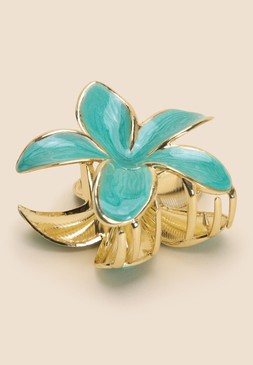 Womens Blue Flower Claw Hair Clip