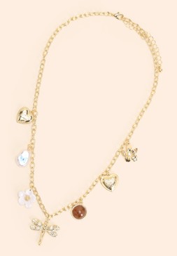 Womens Gold Summer Charm Necklace