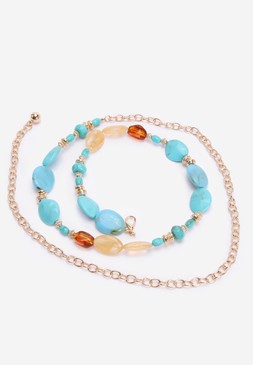Womens Turquoise Stone Chain Belt