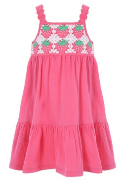Younger Girls Pink Strawberry Crochet Dress £12