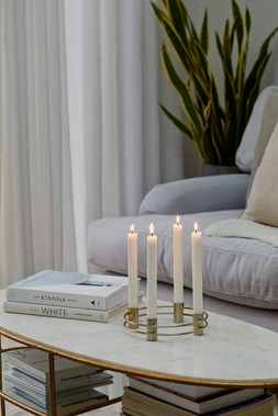 AVERY GOLD DOUBLE RING CANDLE HOLDER H5CM D20CM