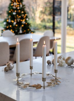 AUTUMN WREATH CANDLE HOLDER CENTREPIECE GOLD H8CM D30CM