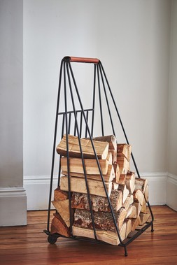 Contempory Leather Handle Log Trolley H100cm W49cm &pound;199.99
