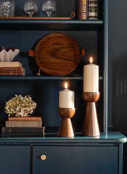 Harvey Walnut Wooden Candle Holder H14cm D9cm &pound;24.99, Harvey Walnut Wooden Candle Holder H22cm D9cm &pound;29.99, Harvey Walnut Wooden Candle Plate D28cm &pound;34.99