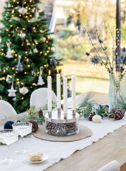 Metal Candle Holder With Glass Bowl Silver H9cm D20cm &pound;39.99