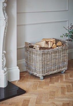 NATURAL RATTAN LOG CART H49CM W58CM £169.99
