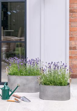 OUTDOOR GALVANISED ROPE HANDLE TROUGH SET OF TWO