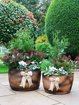 OUTDOOR HAMPTON COPPER BOWL PLANTER SET OF 2