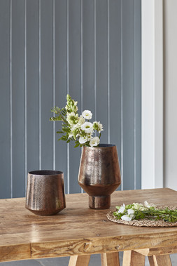 OPULENT TALL CURVED METALLIC BRONZE VASE H25CM W16CM £24.99, OPULENT CURVED METALLIC BRONZE PLANTER H20CM W20CM £19.99