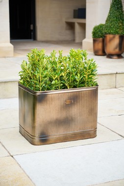 OUTDOOR HAMPTON RECTANGULAR COPPER METAL PLANTER H45CM W80CM &pound;199.99