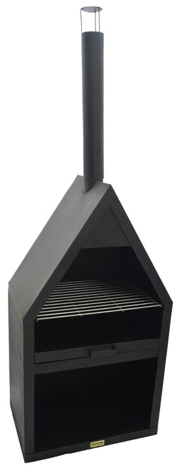 OUTDOOR HENLEY FIREPLACE BLACK WITH GRILL IRON &pound;499.99
