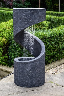 OUTDOOR SPIRAL WATER FEATURE GRANITE H82CM W35CM &pound;439.99
