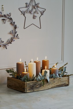 Ribbed Pillar Candle Grey 120Mm &pound;6.49 2