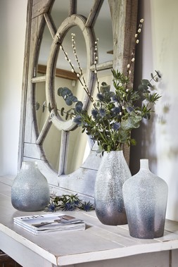 Verre Stem Atlantic Blue Frosted Vase H30cm W18cm &pound;49.99, Verre Round Atlantic Blue Frosted Vase H25cm W20.5cm &pound;49.99