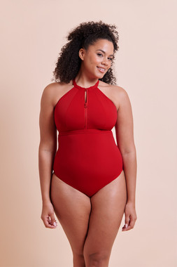 Zip Tide Non-Wired Multiway Swimsuit Red
