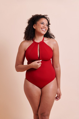 Zip Tide Non-Wired Multiway Swimsuit Red