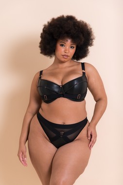 HARNESSED HALF CUP PADDED BRA £42 €62 AU98.95 CA89 & DEEP THONG £19 €29 AU38.95 CA35