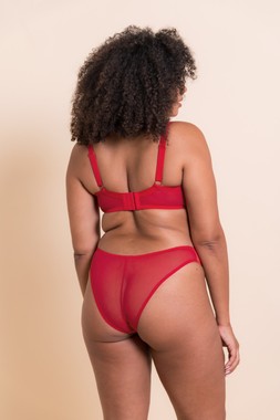 PUCKER UP DEEP LIPSTICK RED PLUNGE BRA £32 €48 & BRAZILIAN BRIEF £16 €25