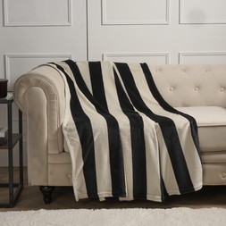 OHS Ultra Soft Stripe Print Throw - Mono - £10