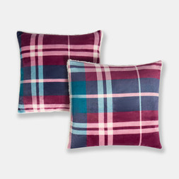 OHS Winsford Check Cushion Covers - Burgundy - £7.50