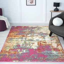 OHS Carnaby Print Binded Rug Pink £60