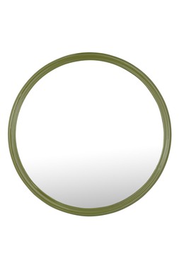 Ridged Circular Mirror Bevel Glass Green