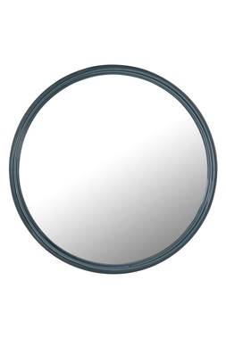Ridged Circular Mirror Bevel Glass Teal