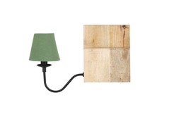 Wooden Bookshelf Lamp with Green Shade