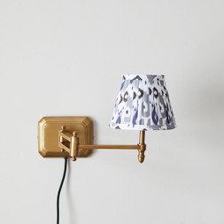 Extendable Brass Wall Light Blue and Grey Shade