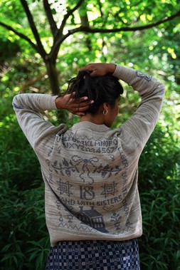 Cross Stitch Jumper in Putty & Midnight