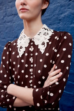 Paris Polka Dot Jersey Midi Dress Brown
