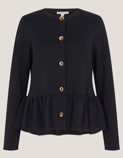 Prune Peplum Cardigan Blue