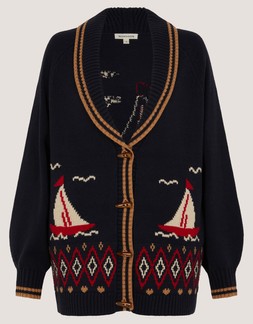 Sapna Intarsia Sailor Cardigan Blue