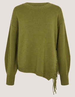 Fey Asymmetrical Fringe Jumper Green