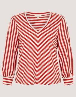 Shayla V-Neck Stripe Jersey Top Ivory